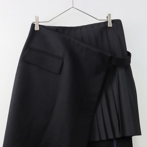 美品 2022AW Sacai サカイ Wool Melton Skirt ウールメルトンスカート 2/ブラック 黒 プリーツ付き 巻き  ラップ【2400013401661】 - メルカリ