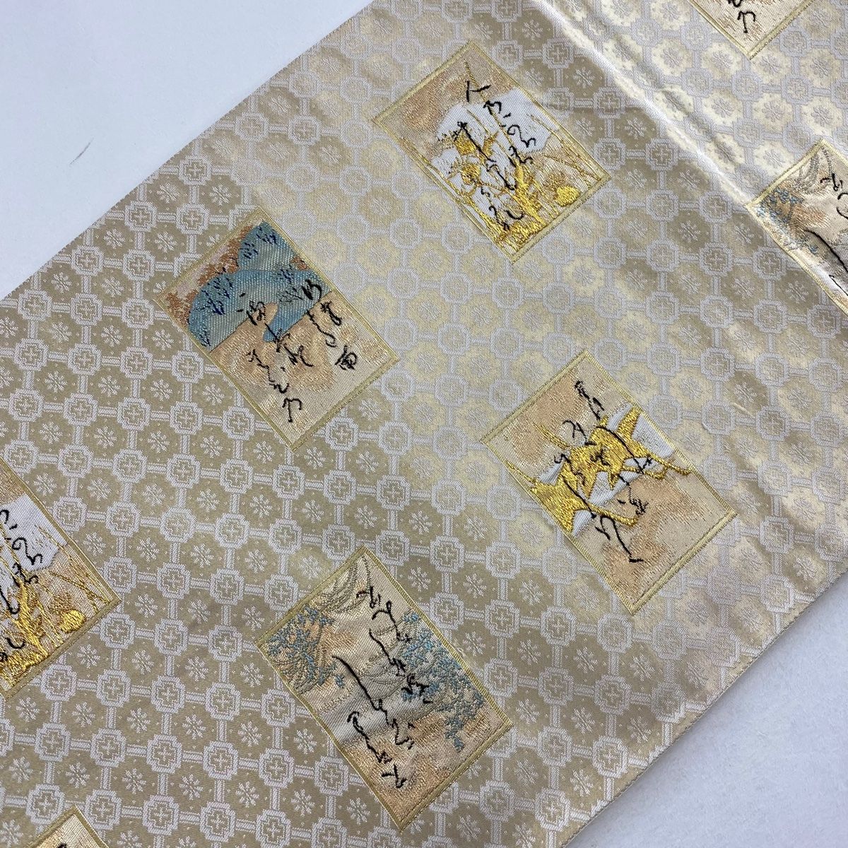 袋帯　6通帯　正絹　金銀糸 袋帯 六通柄 フォーマル用 正絹 古典柄 箔 金糸 銀糸 帯 金・銀