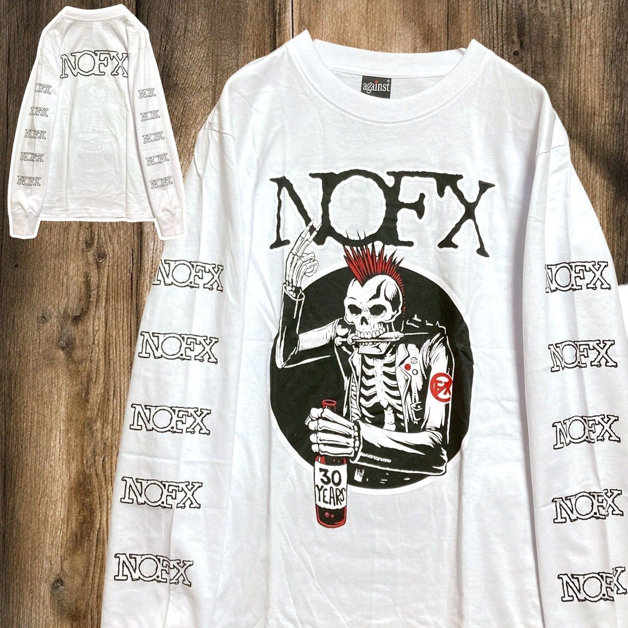 ⚫︎ ノーエフエックス NOFX スカル 骸骨 ドクロ モヒカン 30 YEARS 白