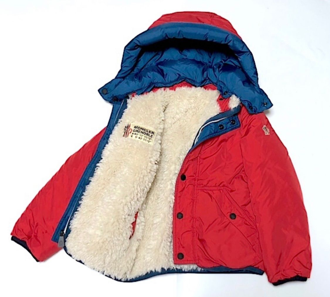 今が買い のみ MONCLER GRENOBLE 2way リバーシブル ダウンジャケット 10A|140 キッズ 赤×ボア フード付 2A48