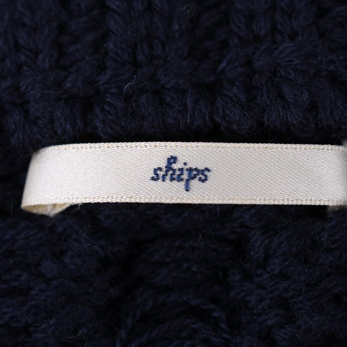 シップス ニット セーター 長袖 ロング ウール100%  無地 M相当 トップス レディース フリーサイズ ネイビー SHIPS SHIPS - シップス ニット セーター 長袖 ロング ウール100% 無地