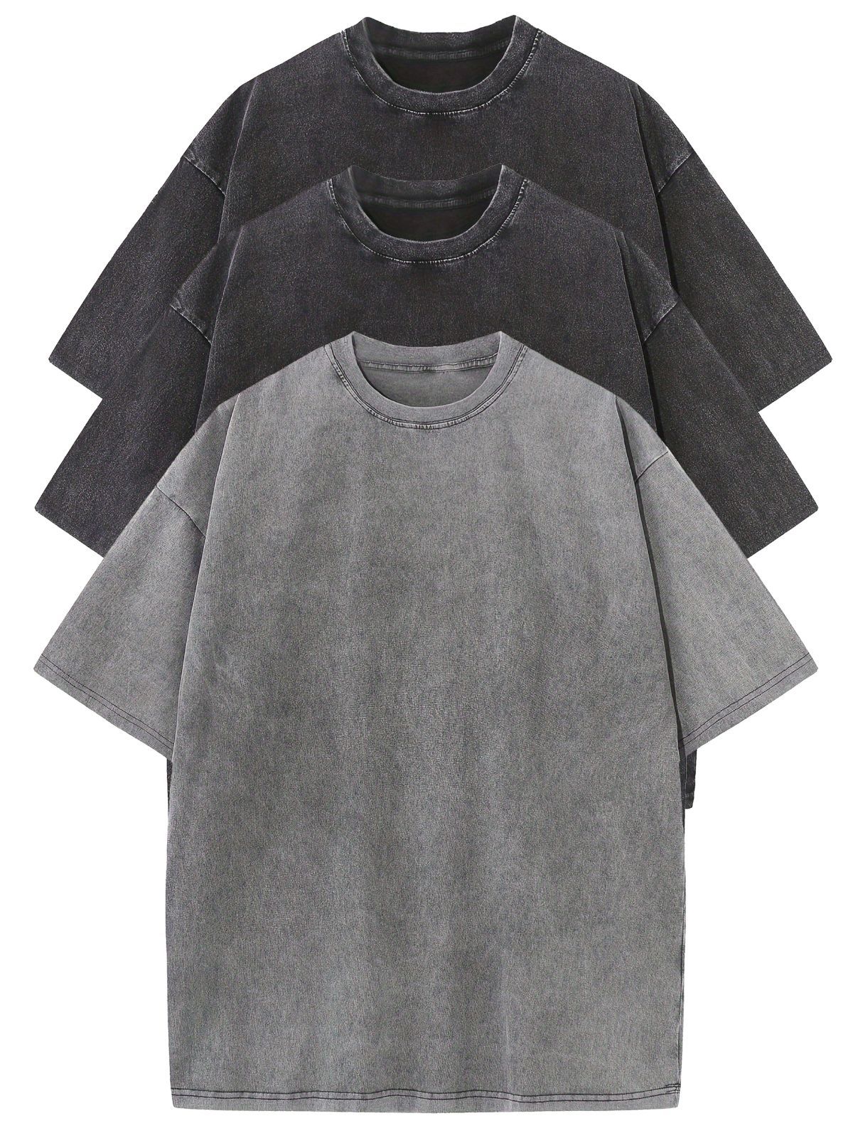 Tシャツ 男性用 100％コットン ルーズソリッド Tシャツ3枚 カジュアル 半袖 クルーネックTシャツ 男性用 夏用 アウトドアウェア オーバーサイズ メンズファッション セット お得 おしゃれ か