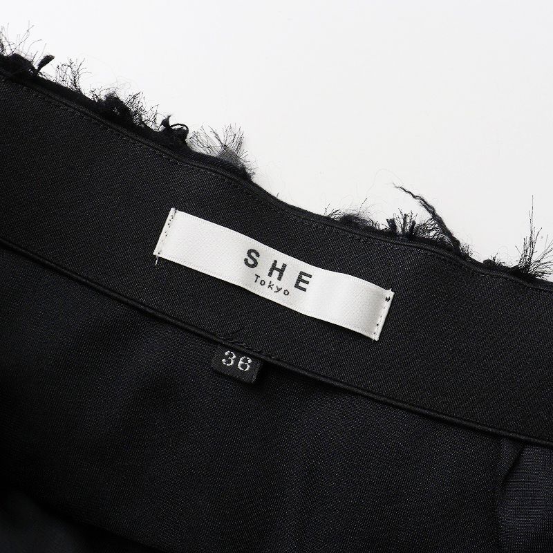 シートーキョー SHE Tokyo モケ ロングスカート 36/ブラック