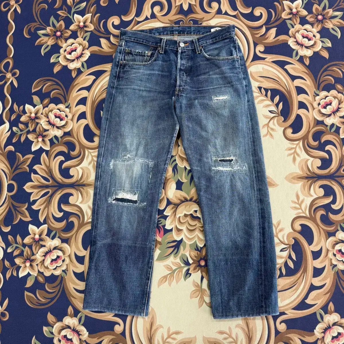 32 00s リーバイス501 ダメージ セルビッジ デニムパンツ