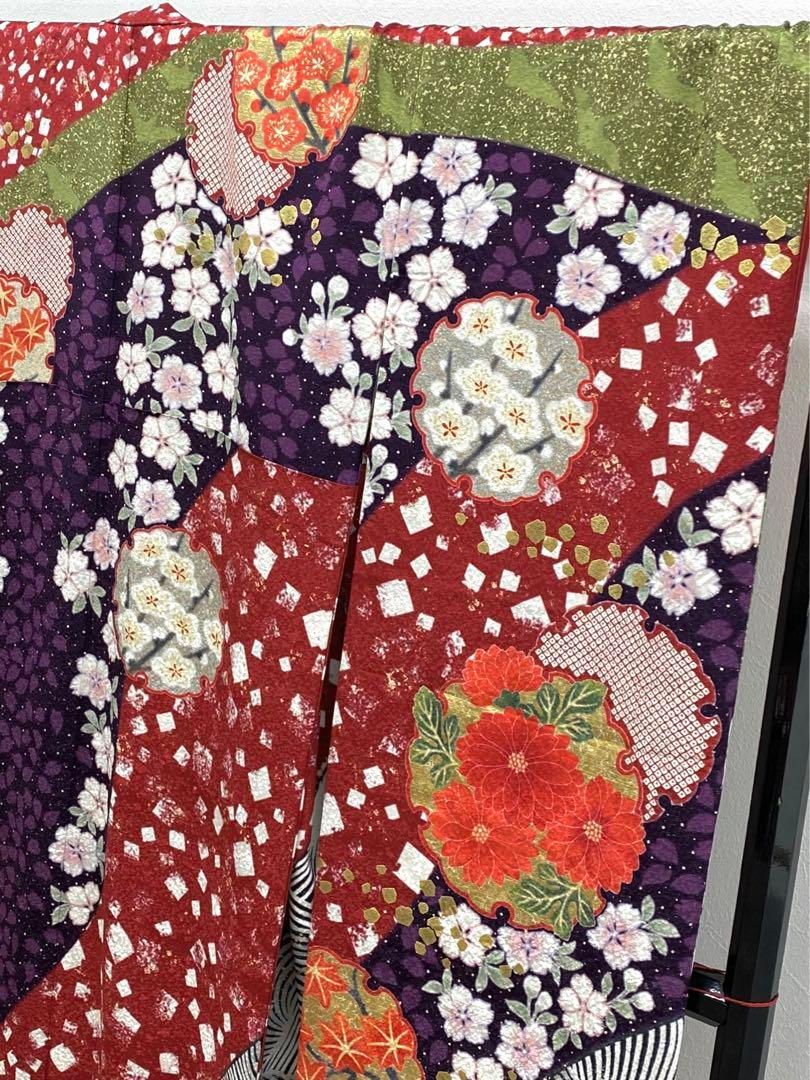 振袖 豪華 総柄 金駒 金彩 紋意匠 額縁八掛 身丈172cm 身幅ゆったりめ