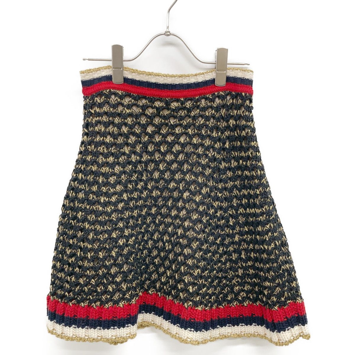 GUCCI グッチ 411531 ｺﾞｰﾙﾄﾞ×ﾏﾙﾁｶﾗｰ ﾗﾒﾆｯﾄﾐﾆｽｶｰﾄ XS