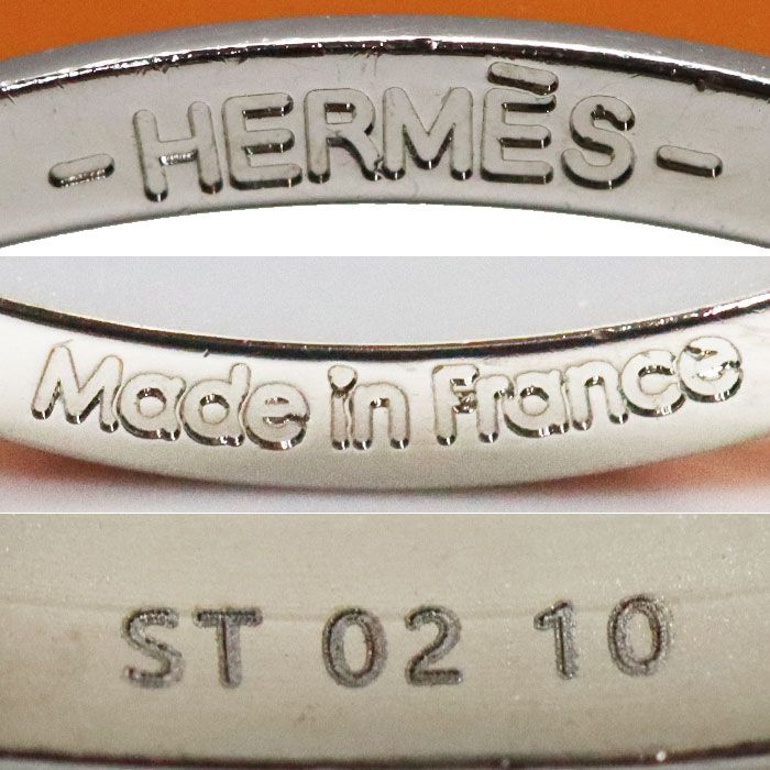 HERMES エルメス ラッカー パラディウムプレーテッド ポップアッシュ ネックレス H147991FP1B 4.9g 42cm オレンジ レディース 中古