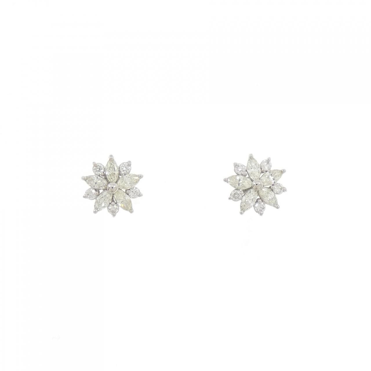 PT900 フラワー ダイヤモンド ピアス 0.40CT