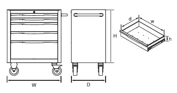 KTC ローラーキャビネット 5段5引出し シルバー EKW-1005