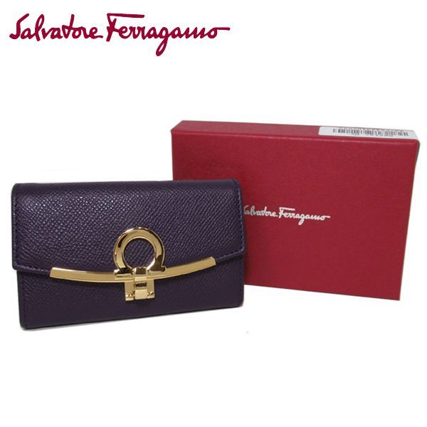 フェラガモ キーケース Ferragamo 6連ガンチーニ PURPLE/ 新品 www