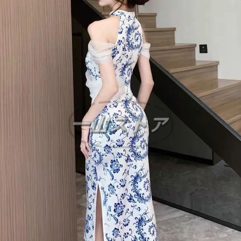 新品未使用ドレス：チャイナ風×レース×花柄 タイト パーティー