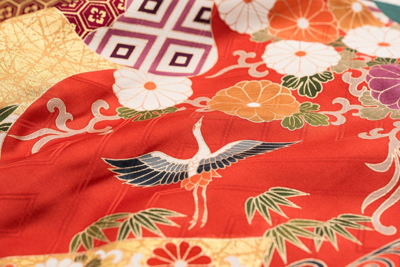 平和屋着物○豪華振袖・長襦袢セット 絞り 椿 正絹 逸品 CAAW8761yc