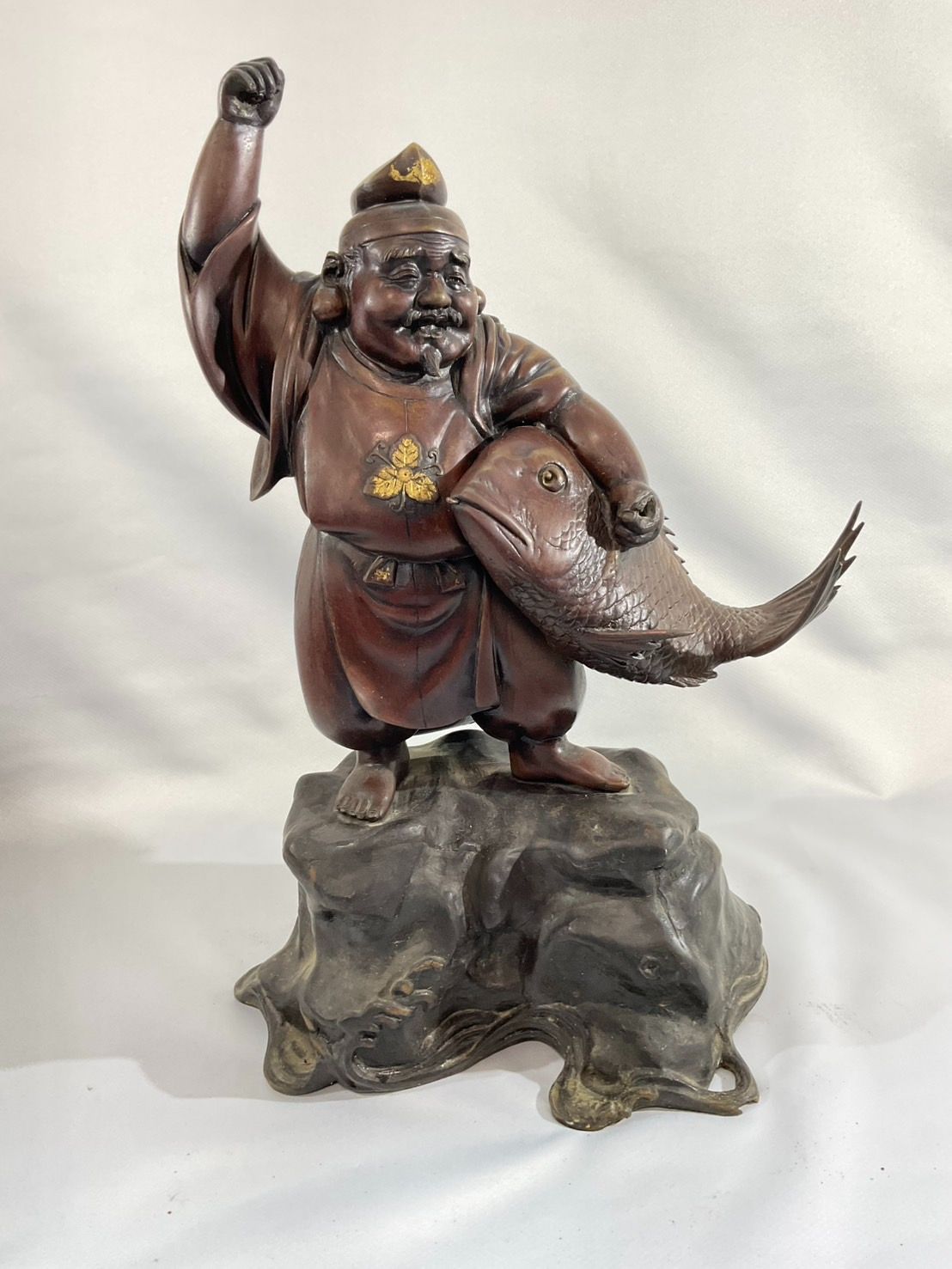 特大 恵比寿 置物 恵比寿様 縁起物 鯛抱き恵比寿 金属工芸品