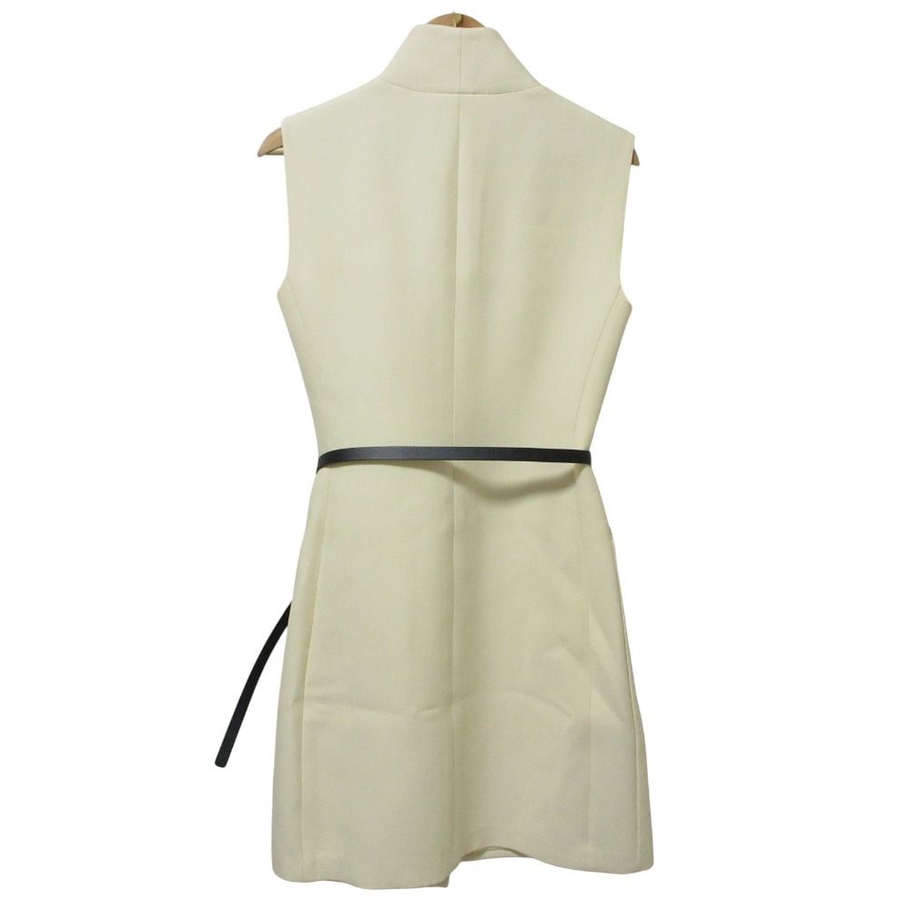 クリーニング済 18AW Christian Dior クリスチャンディオール ウールシルク ノースリーブ ジレワンピース サイズ34 アイボリー レディース 古着