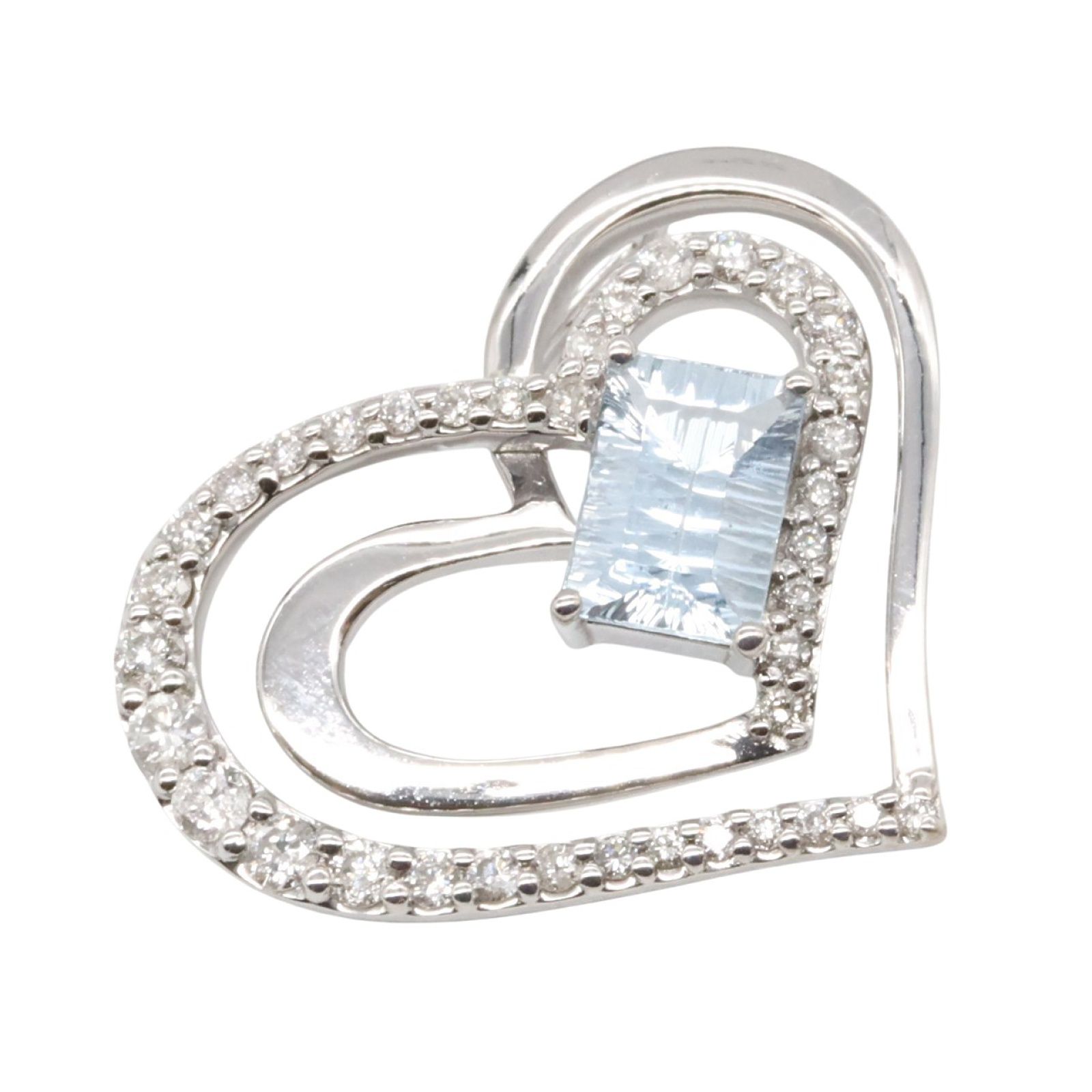 ジュエリー JEWELRY ペンダントトップ アクアマリン ダイヤモンド ペンダントトップ ｱｸｱﾏﾘﾝ 4.3g K18WG ホワイトゴールド ダイヤモンド トップ レディース Used A
