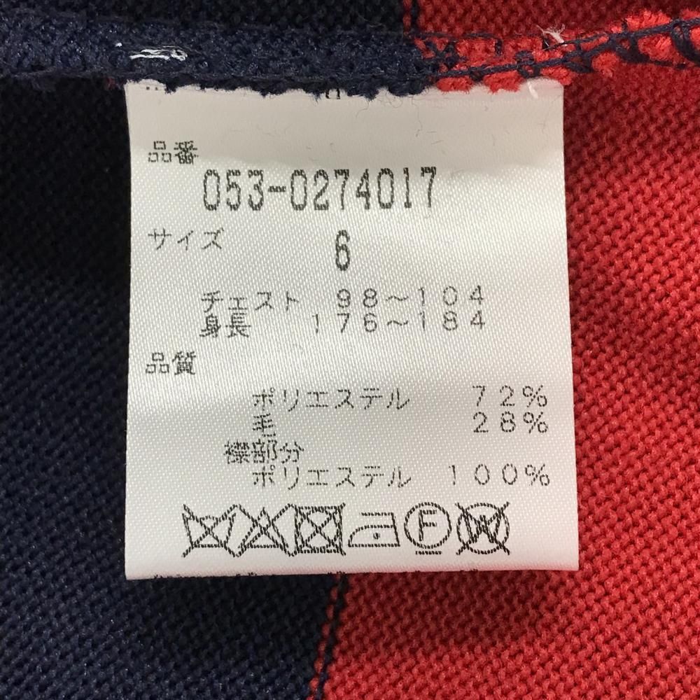 パーリーゲイツ セーター レッド×ネイビー ボーダー ロゴ白 ウール混 ニット メンズ 6 XL ゴルフウェア PEARLY GATES LLC-HASEGAWATOSO_COM