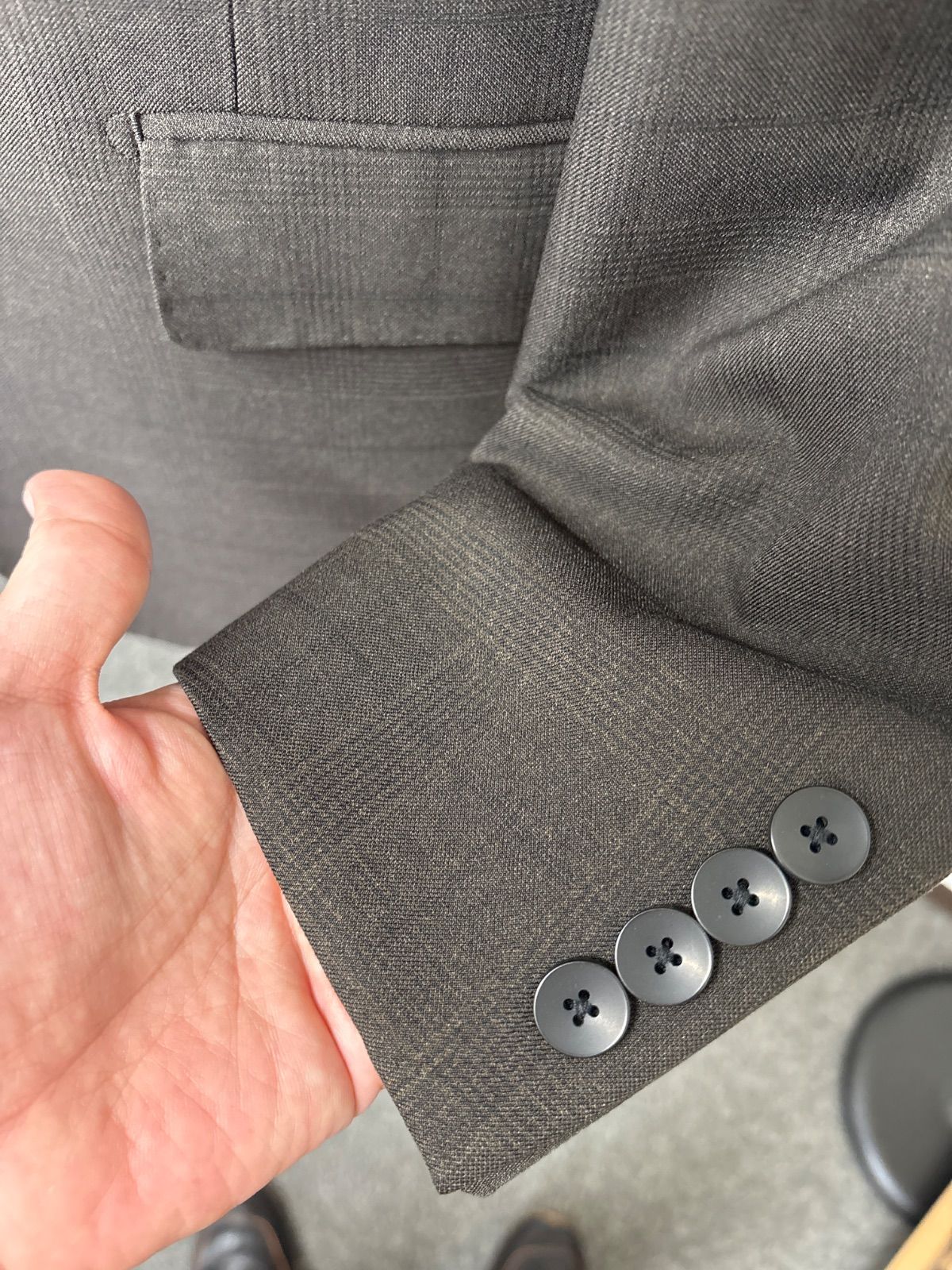 JHON PEARSE イージーケア ソフトタッチ ウォッシャブル ブラウンチェック 3ピーススーツ サイズAB6