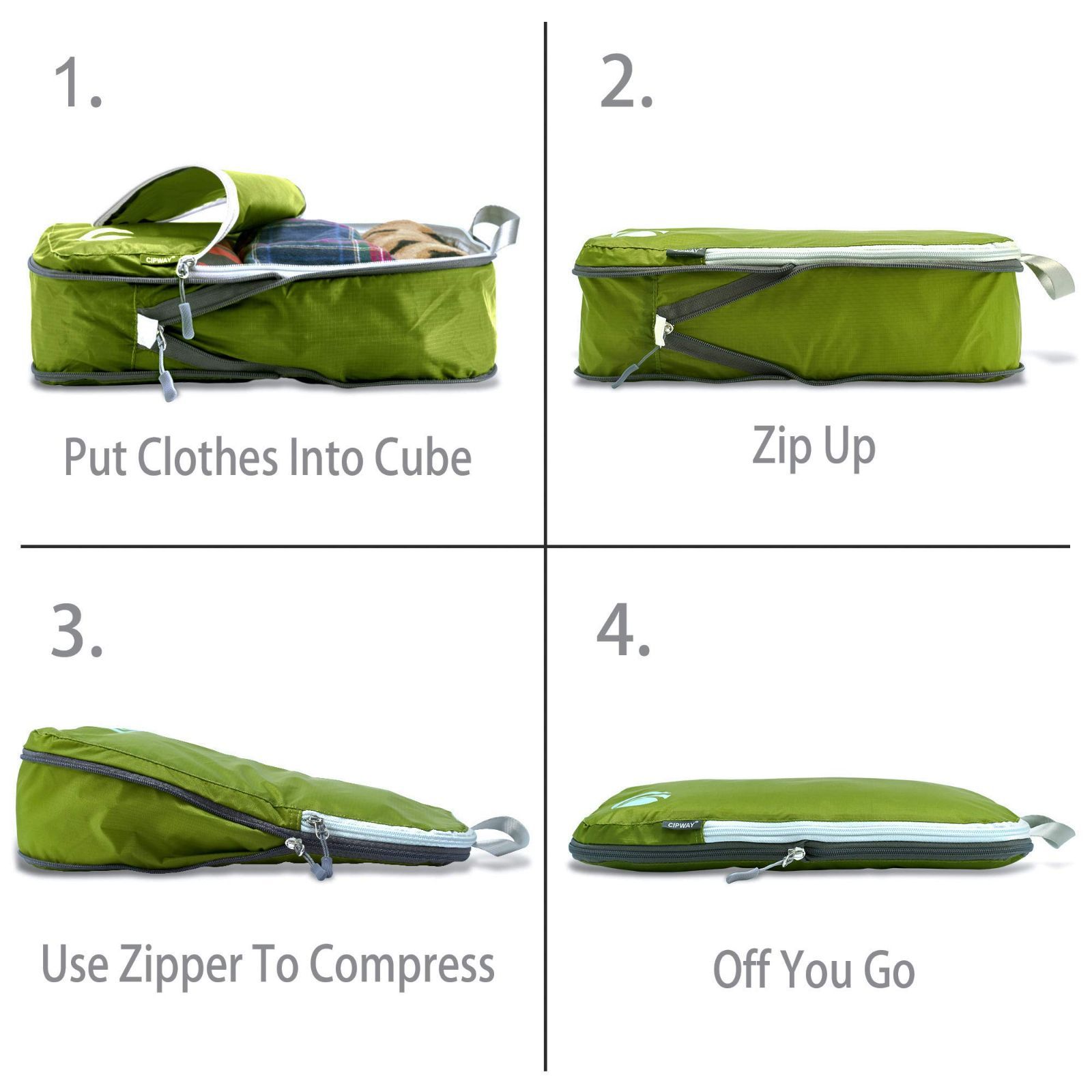 【色: グリーン】Cipway 旅行用圧縮パッキングキューブ 拡張可能な荷物パッその他