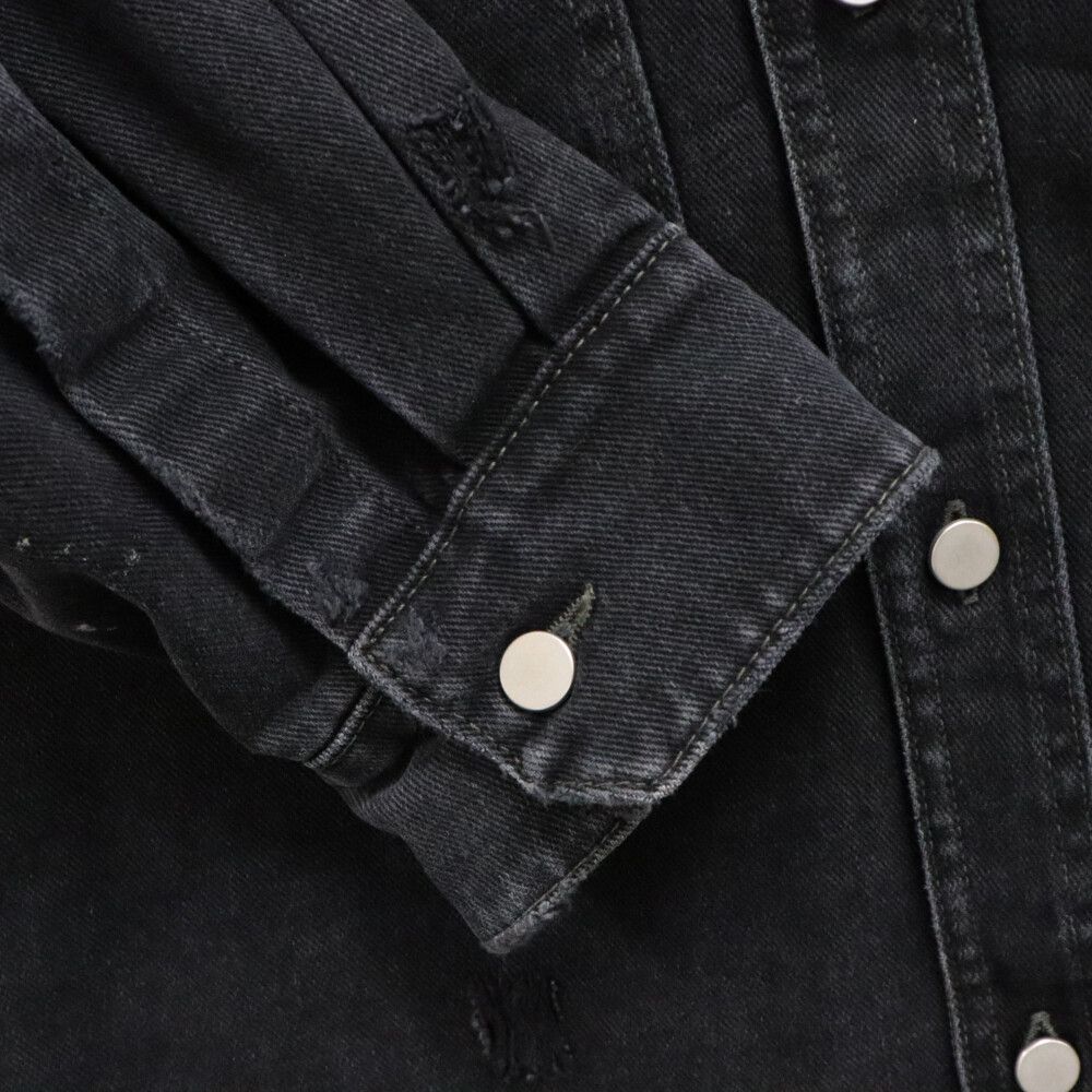 HED MAYNER (ヘドメイナー) 22AW DESTROYED DENIM SHIRT デストロイ