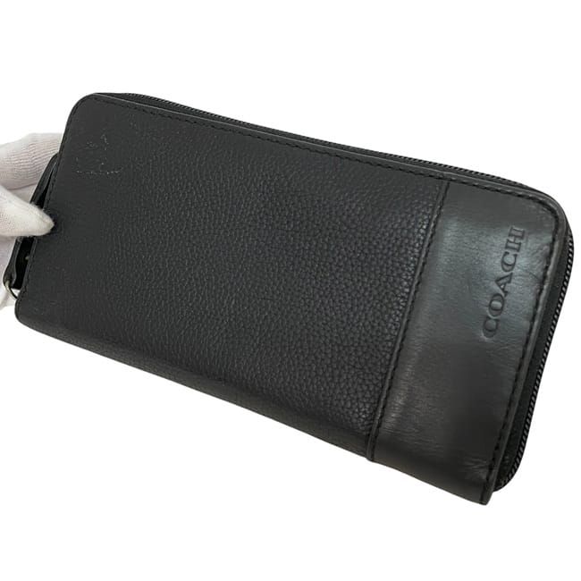 コーチ ラウンドファスナー 長財布 ブラック 財布 レザー 中古 COACH 