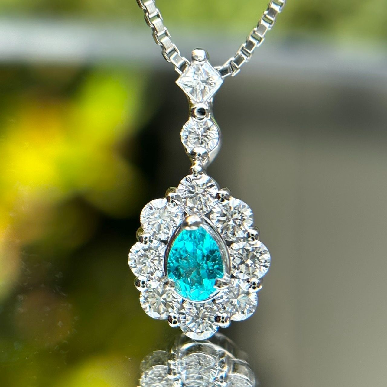 Pt900 Pt850 天然 パライバトルマリン 0.29ct 天然 ダイヤモンド 0.725 