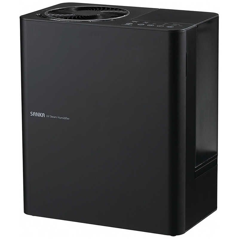 ♥ 未開梱 サンカ サーキュレーター付きUVパワースチーム式加湿器 スチーム式 木造13.5畳|鉄筋22畳 ブラック SSH-8100UVBK
