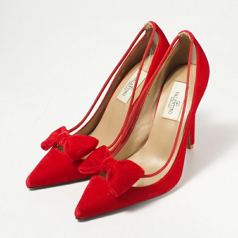 VALENTINO GARAVANI ヴァレンティノ ベルベット PVC パンプス 靴 