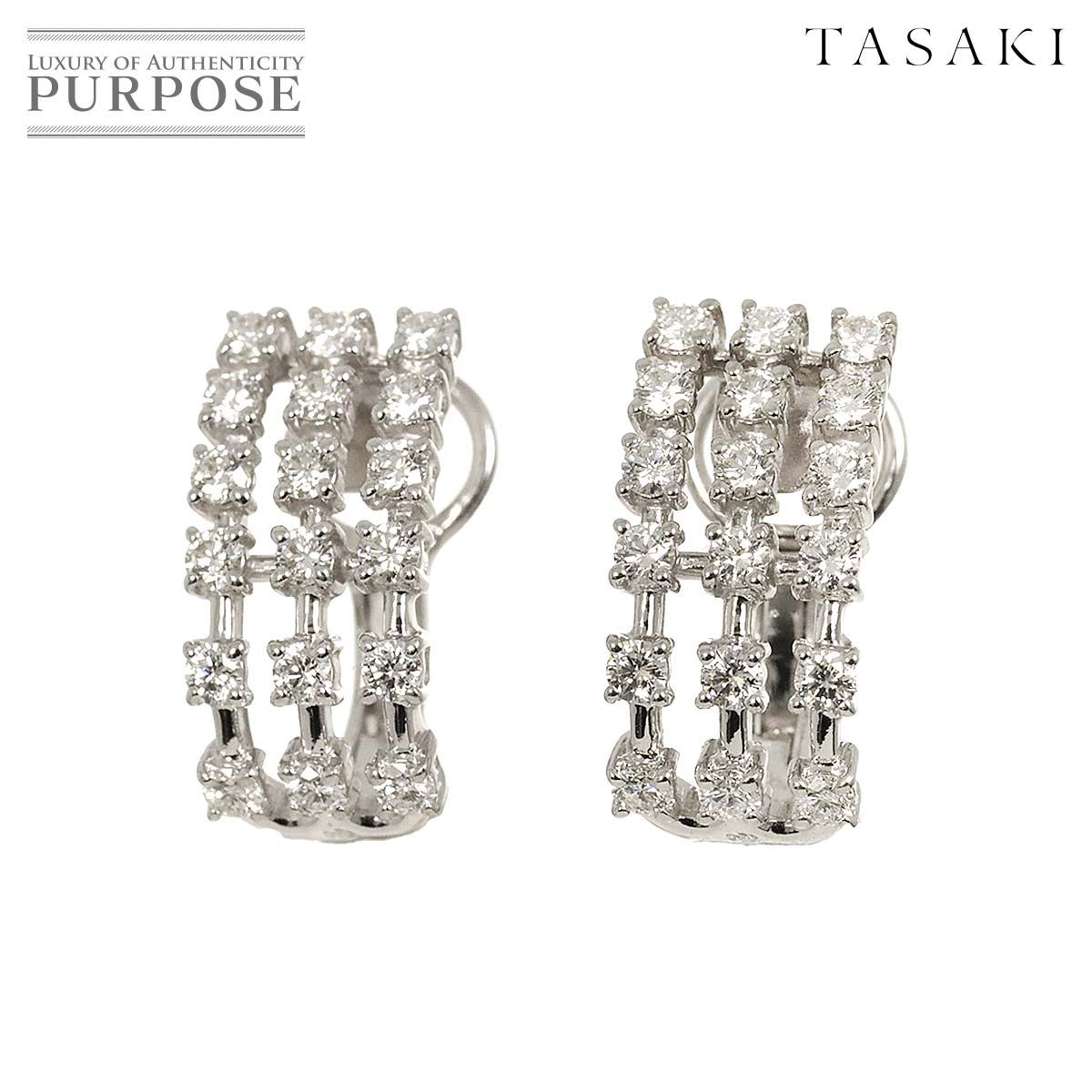 タサキ TASAKI ダイヤ 0.57ct/0.57ct ピアス K18 WG ホワイトゴールド 