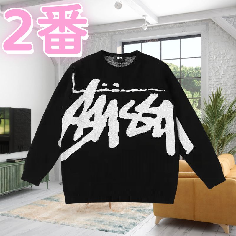 新品未使用 stussy ステューシー ニットセーター ピンク ゆったり タグ 