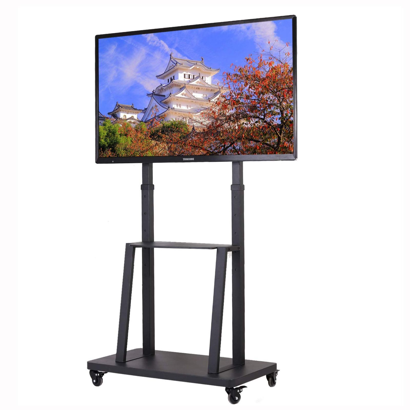 UNHO テレビスタンド キャスター付き テレビ台 ハイタイプ 大型テレビ 32～80インチ対応 壁寄せテレビスタンド 耐荷重65 高さ調整 tvスタンド 会議 イベント 移動式 ディスプレイスタンド