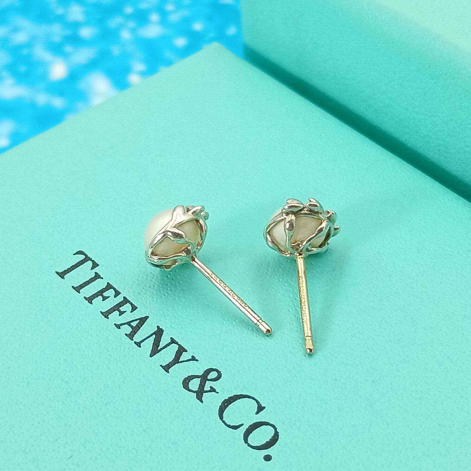 TIFFANY&Co. ティファニー オリーブリーフ パール ピアス 両耳 