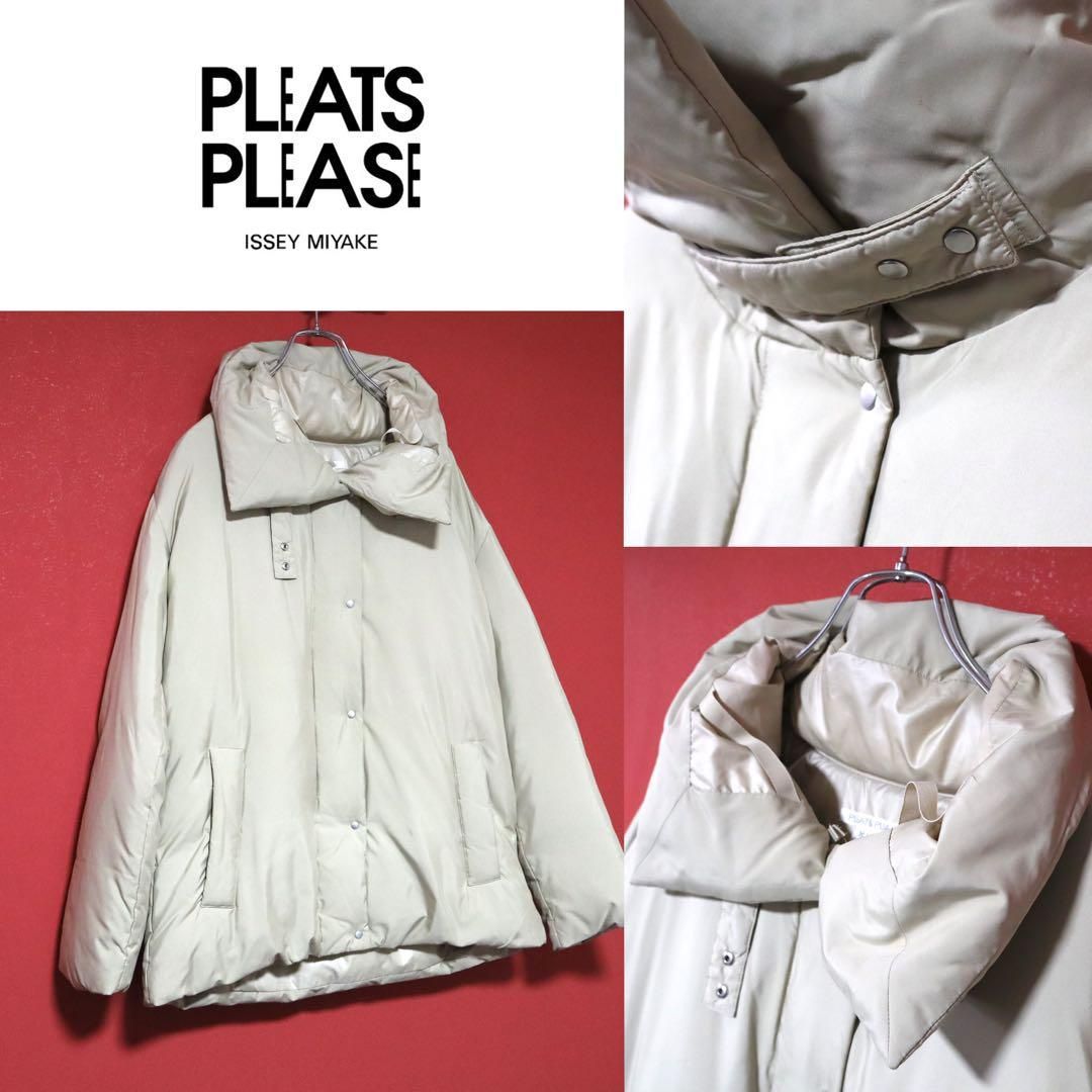 美品】PLEATS PLEASE イッセイミヤケ 襟デザイン ダウンジャケット 