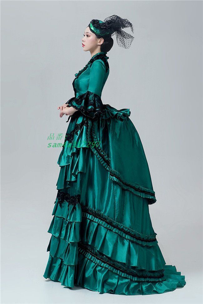 貴族ドレス ヨーロッパ 西洋ドレス 劇場 中世貴族風 3点セット バロック時代BUSTLE 宮廷ドレス ビリジャン am4a317297