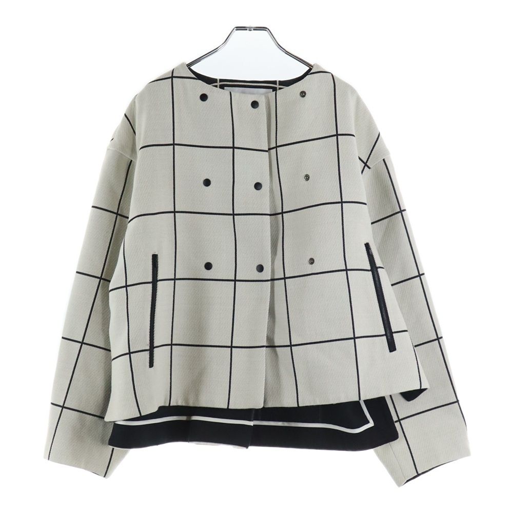 ADORE アドーア 21AW モールウィンドウペン ノー ジャケット ホワイト ブラック レディース 531-1250903