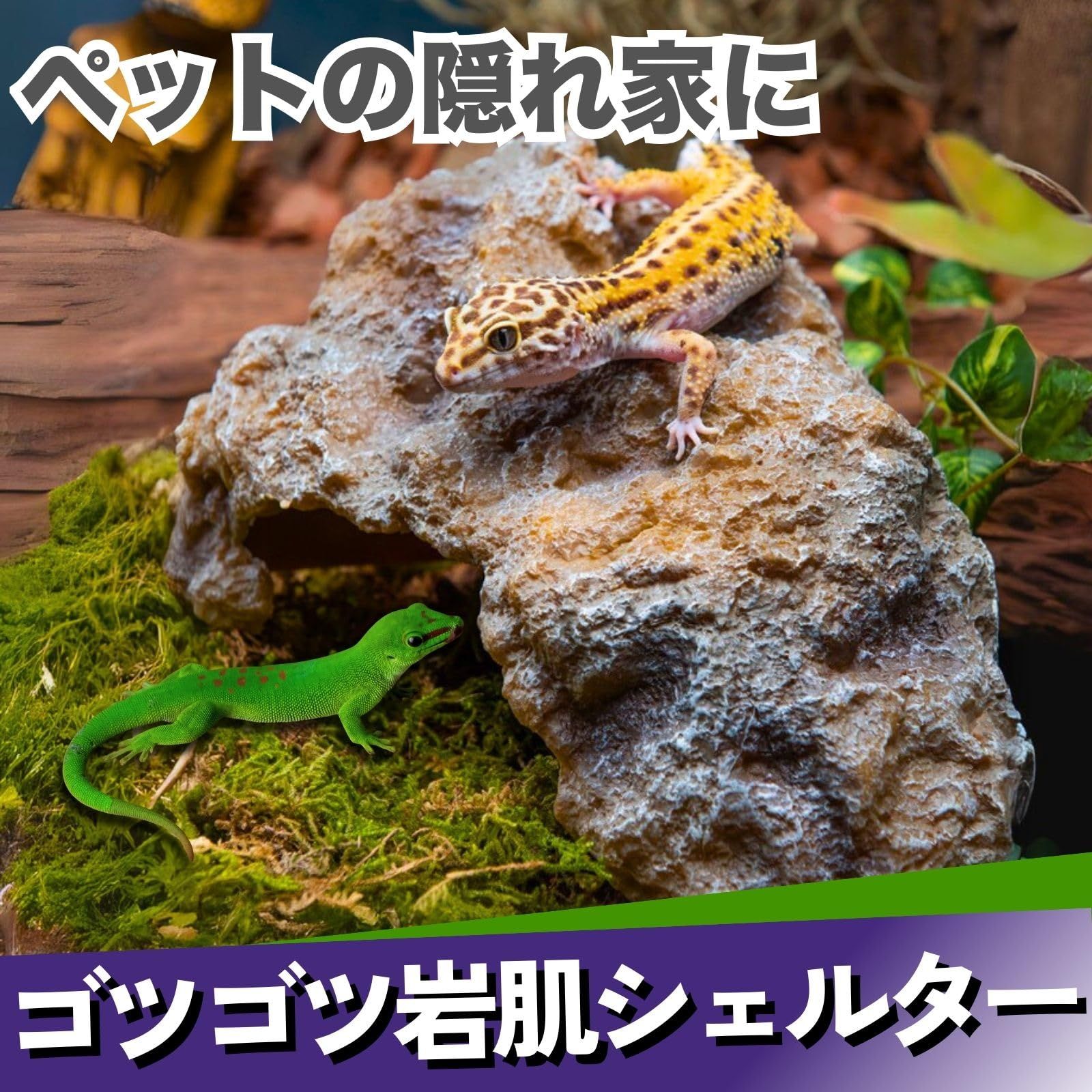 CHASO 爬虫類シェルター 隠れ家 岩 トカゲ ヤモリ レオパ カエル ヘビ