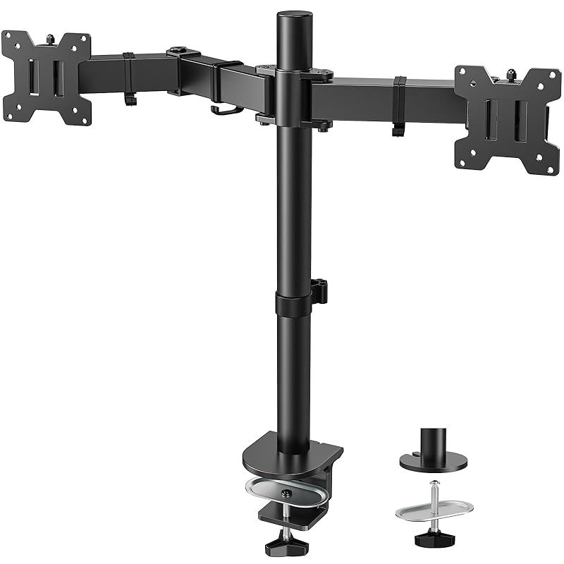HUANUO モニターアーム デュアル 13～32インチ対応 耐荷重8kg ディスプレイアーム 2画面 PCアーム ロング VESA 75x75mm 100x100mm対応 クランプ式 グロメット式 角度調節 HNCM25