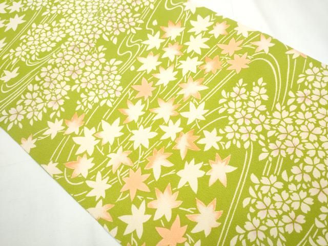 平和屋着物○九寸名古屋帯 型染め 流水花文 正絹 逸品 CAAY9632hy