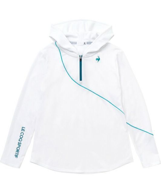 le coq sportif ルコック ハーフジップ長袖シャツ ホワイト M QTWWJB01 WH | スポーツ テニス ウエア ハーフジップ長袖シャツ 長袖 トップス はっ水層生地構造 吸汗速乾 ストレッチ UVCUT 汗染み軽減 
