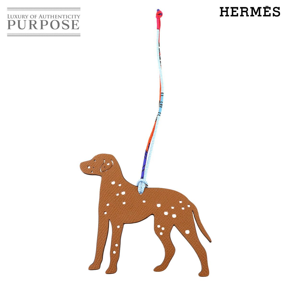 エルメス HERMES プティアッシュ ダルメシアン バッグ チャーム エプソン トゴ ゴールド レッド系 Bag Charm 90298060