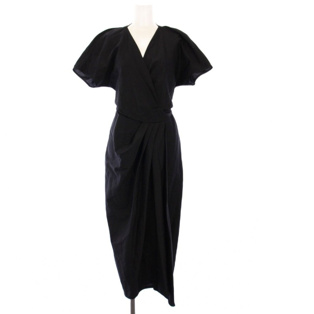 リックオウエンス Rick Owens Vネックラップドレス ロングワンピース 半袖 IT38 黒 RP19S6566-SC |KH