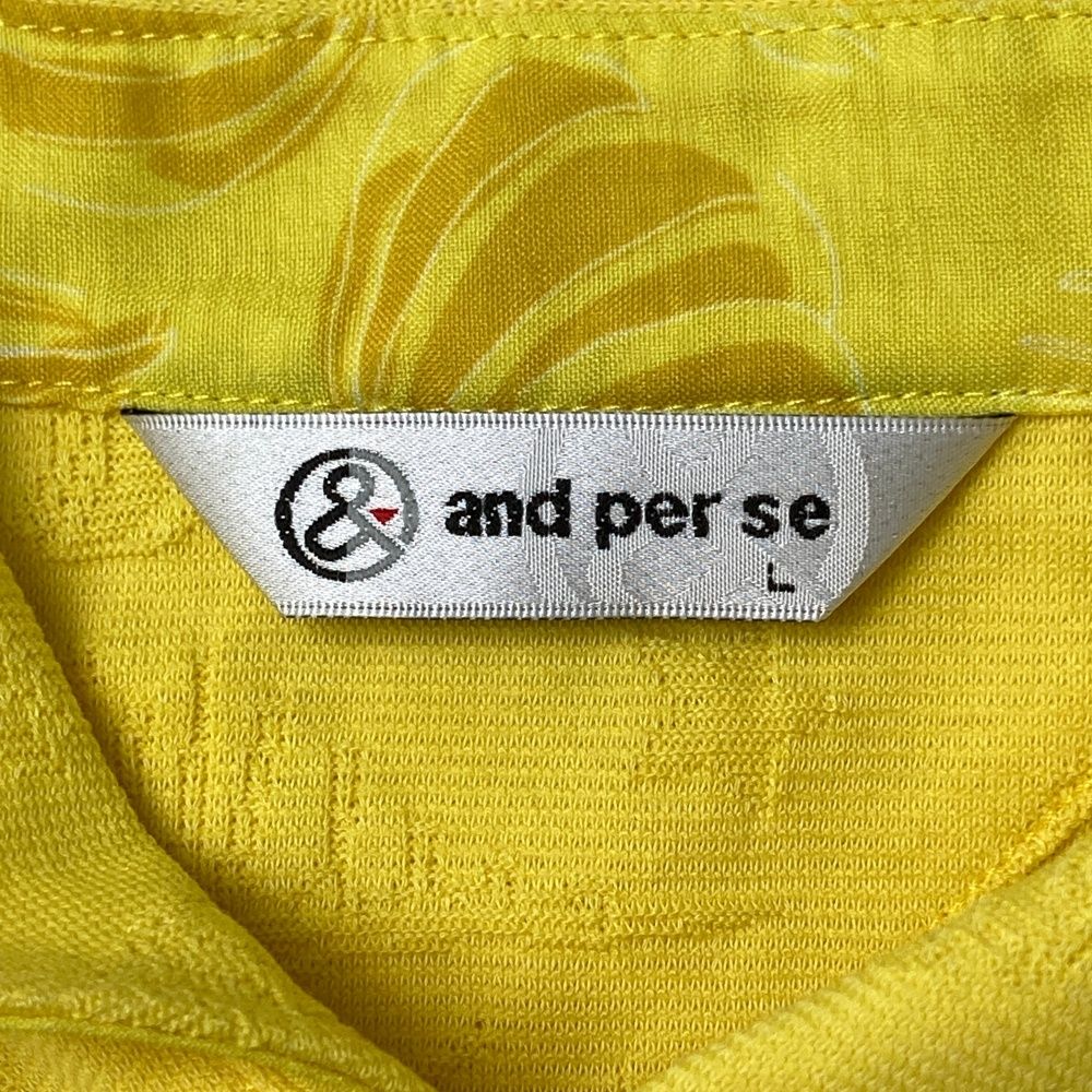 サイズ：L AND PER SE アンパスィ 半袖ポロシャツ 総柄 イエロー系