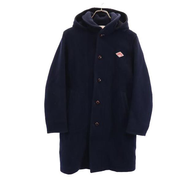 ダントン 日本製 フード付き コート 38 ネイビー Danton くるみボタン