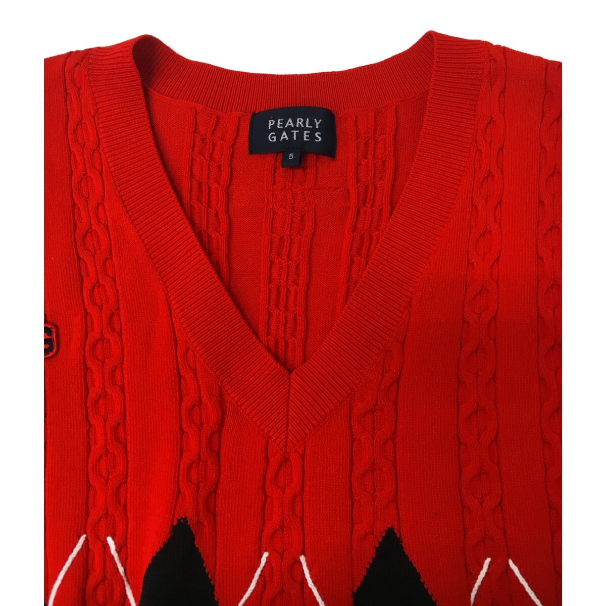 中古 メンズ パーリーゲイツ PEARLY GATES ベスト 5(L) 赤 レッド V