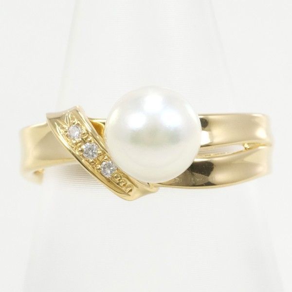 パール リング K18 YG 9号 1665 ミキモトパールダイヤリングK18YG