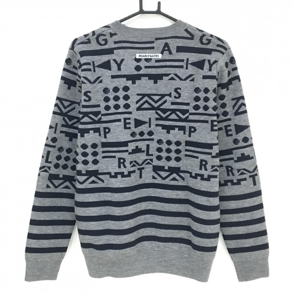 パーリーゲイツ セーター グレー×黒 総柄 ニット メンズ 5 L ゴルフウェア PEARLY GATES
