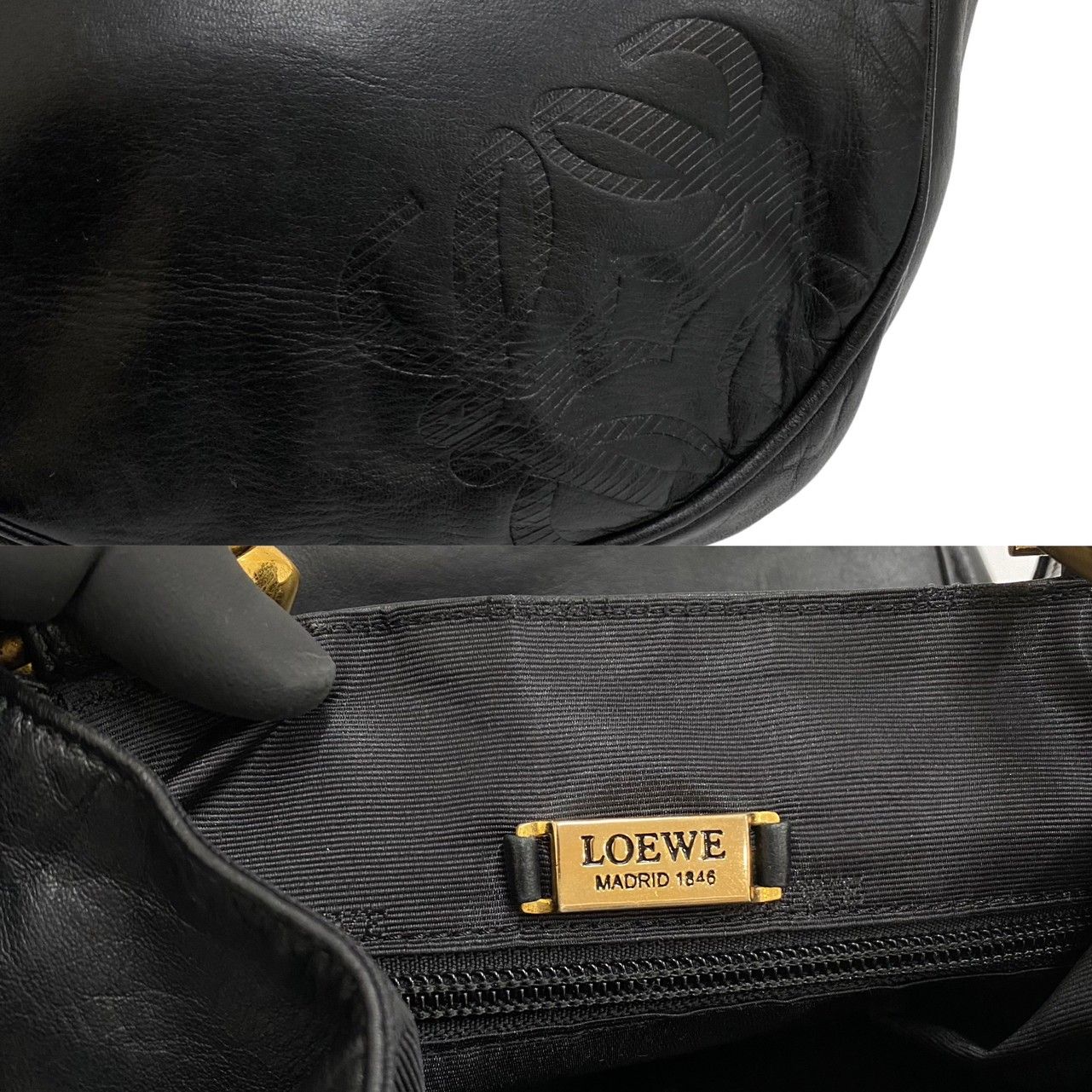 LOEWE ロエベ マドリード アナグラム 本革 レザー ハンドバック 黒