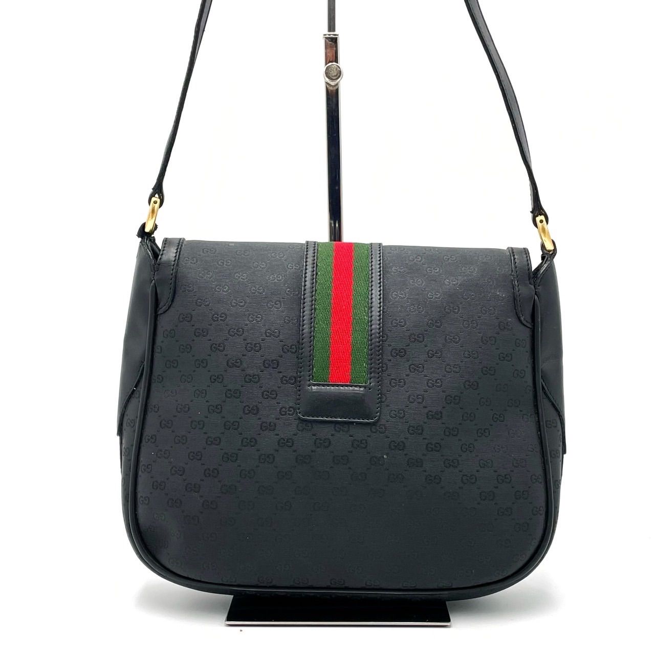 ✨良品✨ GUCCI グッチ ショルダーバッグ ポシェット フラップ マイクロGG シェリーライン 総柄 インターロッキング PVCレザー 肩掛け  斜め掛け レディース ブラック 黒色 - メルカリ