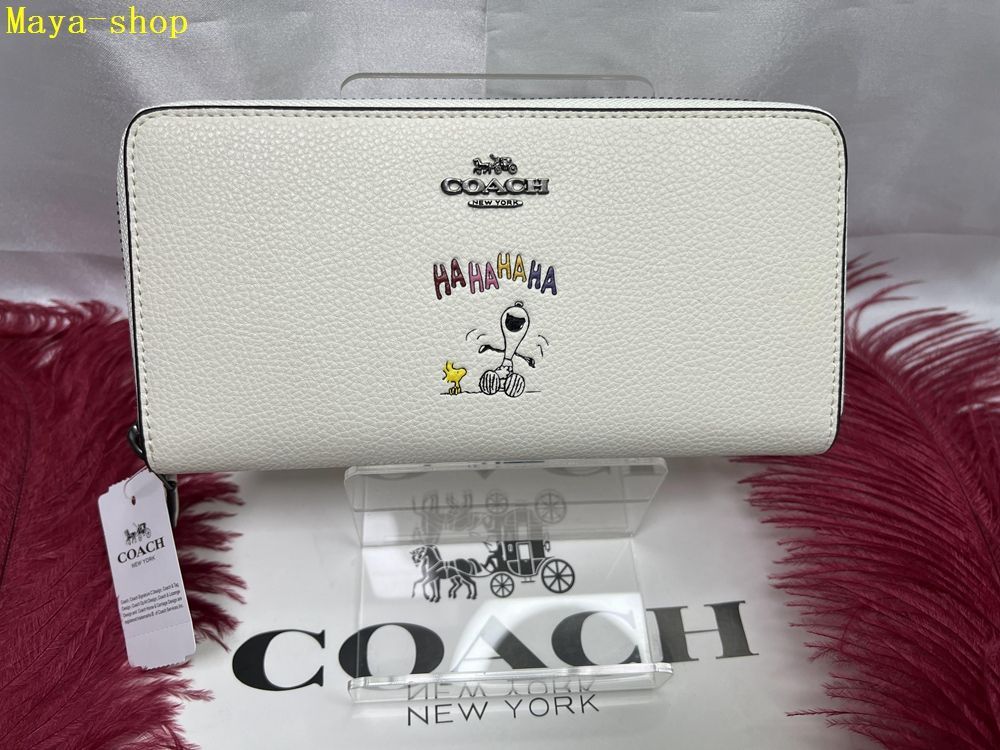 コーチ COACH 長財布 財布  ヌーピー コラボ 財布 SNOOPY スリム ウォレット ナチュラル ペブル レザー   プレゼント 贈り物 ギフト  チョークホワイト 財布 レディース 新品未使用 ブランド   C32016122B 12