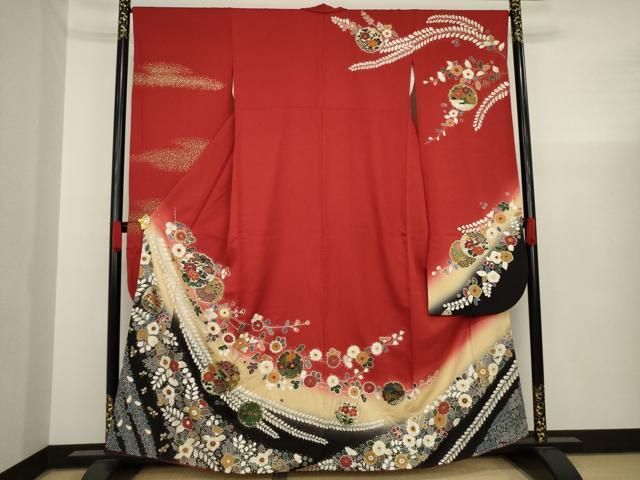 平和屋着物▽豪華振袖 雪輪花文 金彩 正絹 逸品 AAAX6930ck