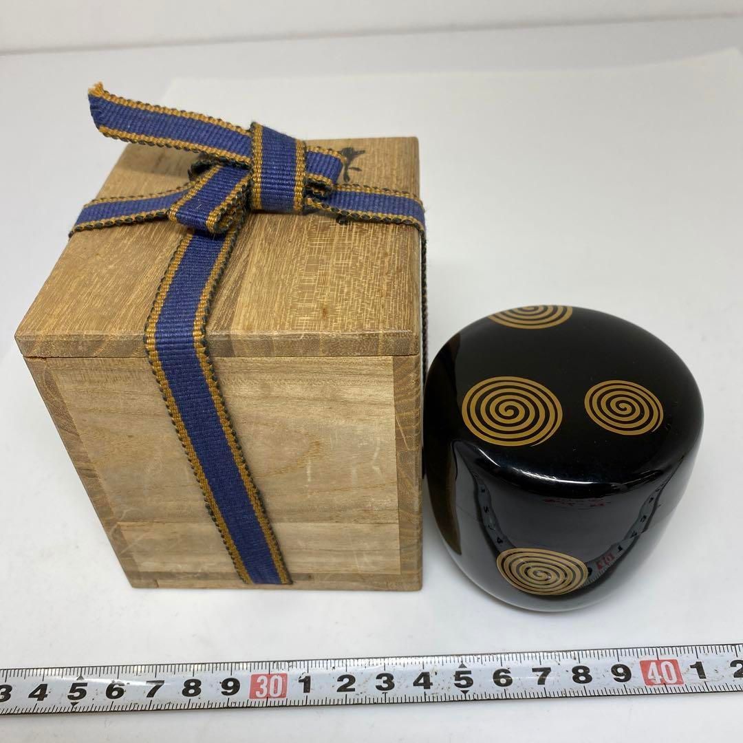  茶3 多田桂寛作 渦蒔絵棗 共箱 幅6 8㎝ 東さ6 1117 棗 茶道具